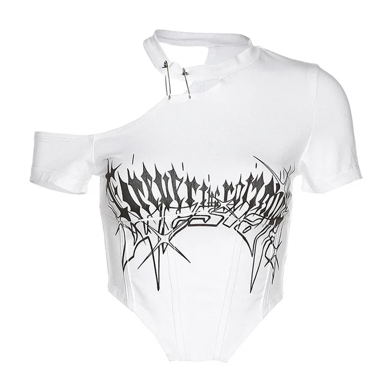Y2k Summer Print Slim Fit One Shoulder Short Sleeve Open Navel T-Shirt Top Grunge Streetwear Casual Retro T-Shirt Fashion
Y2k Summer Print Slim Fit One Shoulder Short Sleeve Open Navel T-Shirt Top Grunge Streetwear Casual Retro T-Shirt Fashion