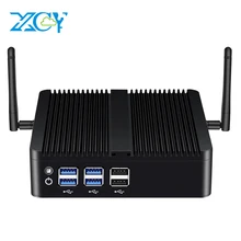 XCY 팬리스 미니 PC, 인텔 코어 i7 4500U i5 4200U 기가비트 이더넷, HDMI VGA 디스플레이, 6 8x USB 포트 지원, 와이파이, 윈도우 리눅스