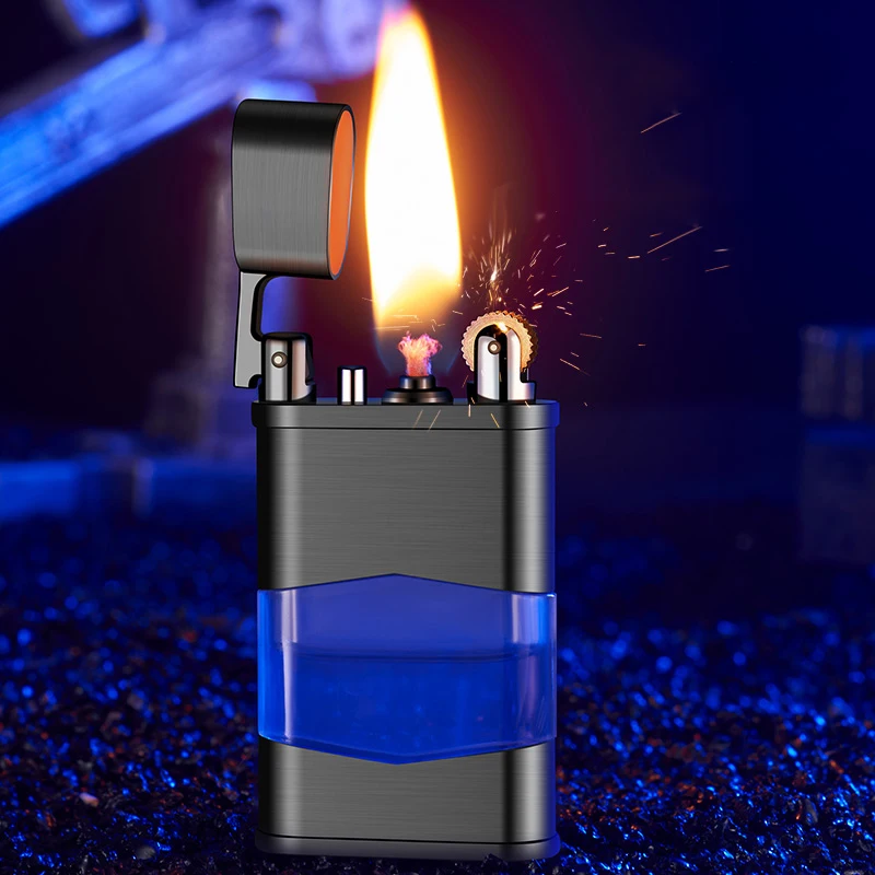 

Kerosene Lighter Unusual Transparent Windproof Metal Gasoline Petroleum Lighters Retro Lighters Cigarette Gadgets for Men