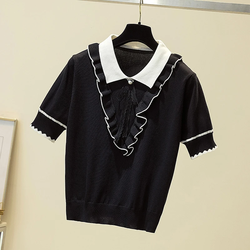 2021 Summer New Fashion Korean Loose POLO Half Sleeve Short Sleeve FitKnitted Women Loose Short Sleeved T shirt Women Seeved
2021 Summer New Fashion Korean Loose POLO Half Sleeve Short Sleeve FitKnitted Women Loose Short Sleeved T shirt Women Seeved