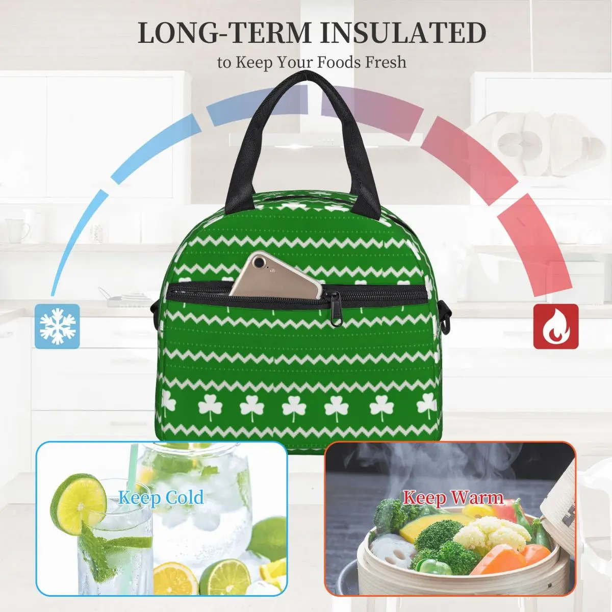 Shamrock Print Lunch Bag with Handle Clover Fair Isle Modern Cooler Bag Clutch Office Pearl Cotton Thermal Bag
Shamrock Print Lunch Bag with Handle Clover Fair Isle Modern Cooler Bag Clutch Office Pearl Cotton Thermal Bag