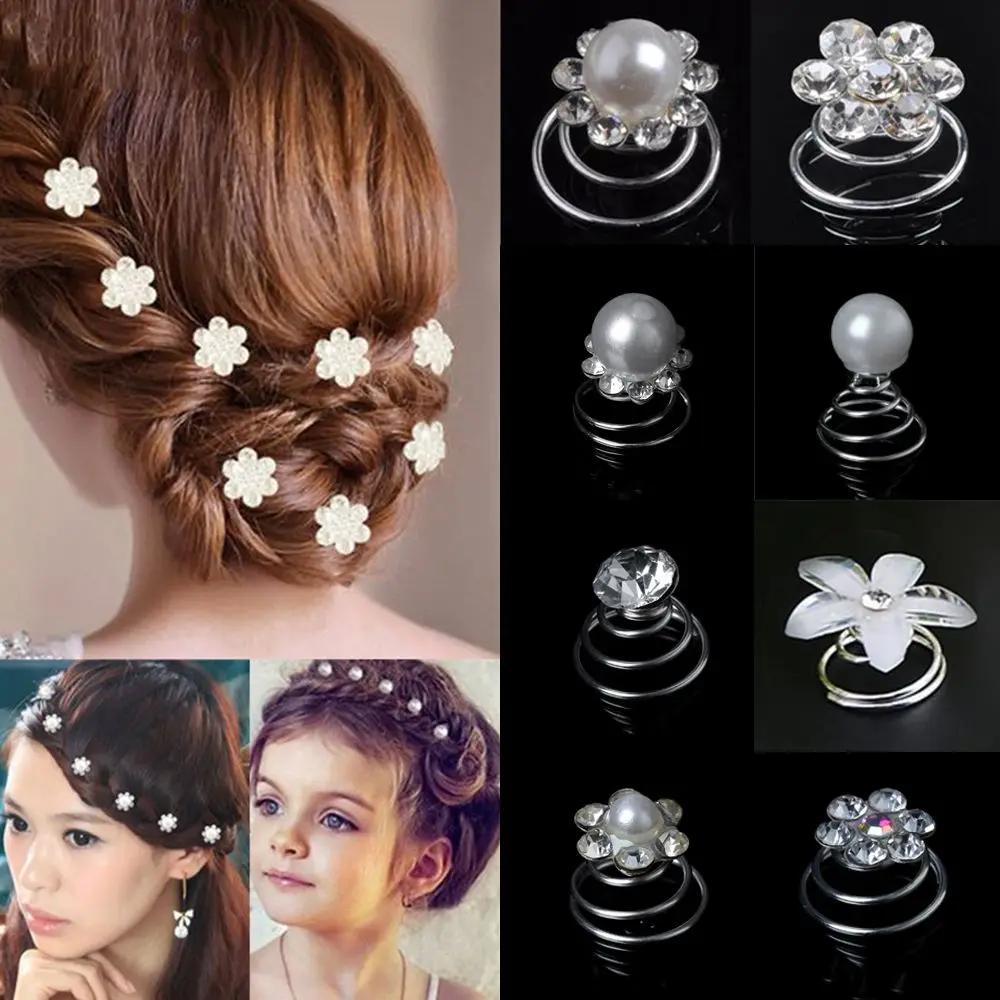 

12pcs Fashion Bridal Crystal Hair Accessories Wedding Jewelry Bride Headdress Headwear Spiral Twist Clips Hair Pins