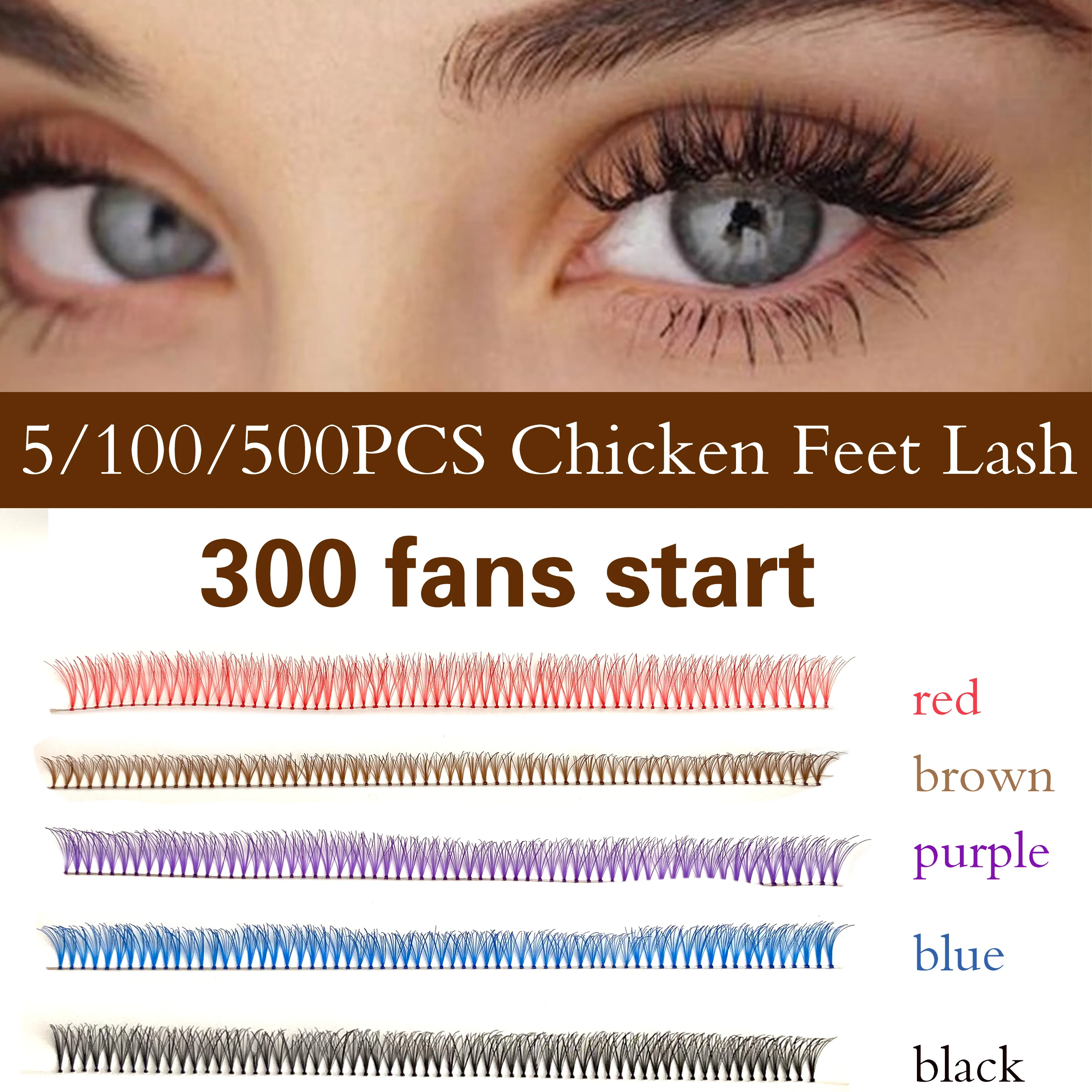 5P 100P 500P Colored Hand Made Chicken Feet 10D Eyelashes Extension Premade Volume Fan Lashes Cluster Eyelash Individual Lash
5P 100P 500P Colored Hand Made Chicken Feet 10D Eyelashes Extension Premade Volume Fan Lashes Cluster Eyelash Individual Lash