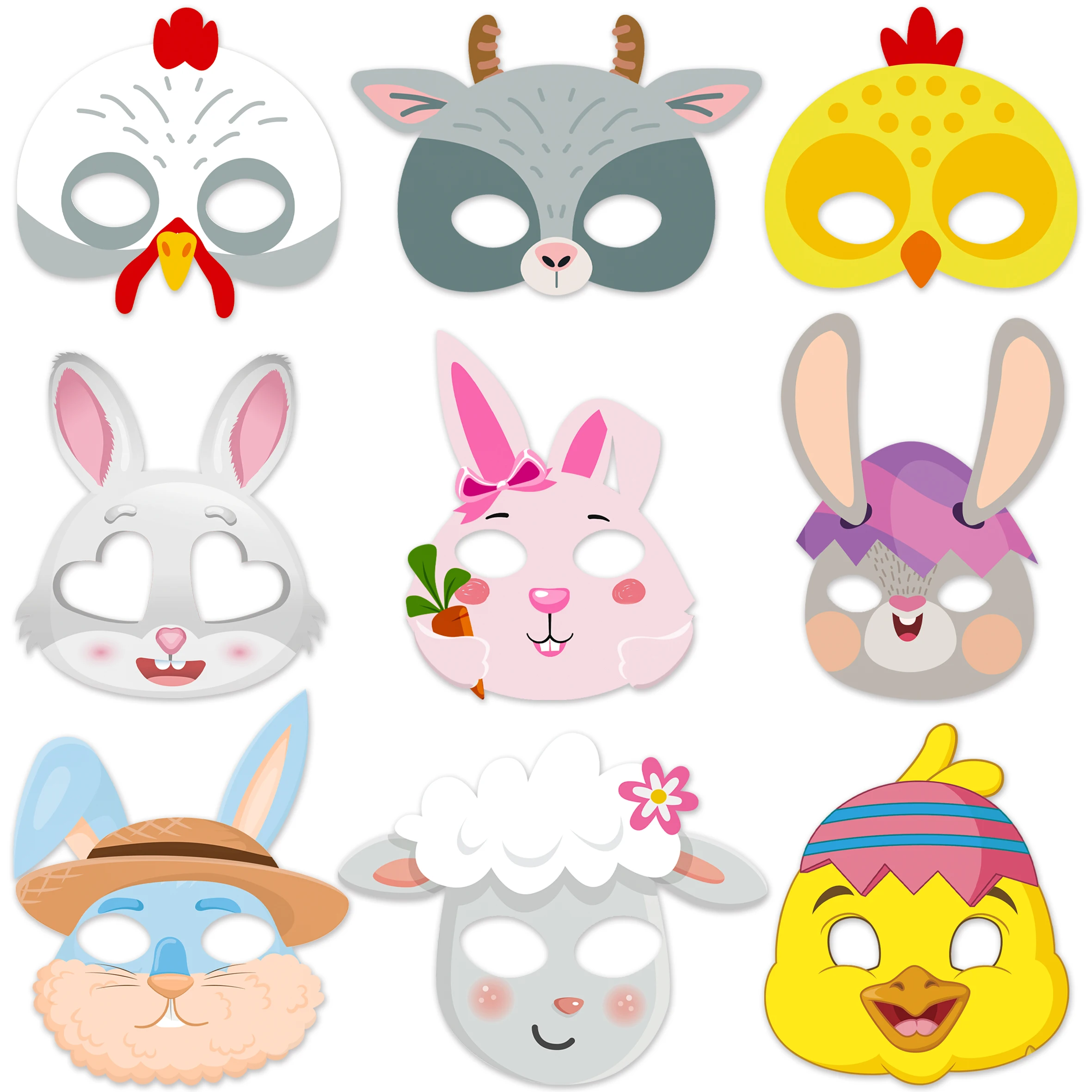 9pcs Creative Easter mask animal Bunny Chick paper mask Easter Party DIY Favors Kids Cosplay birthday Party Decor Photo Prop
9pcs Creative Easter mask animal Bunny Chick paper mask Easter Party DIY Favors Kids Cosplay birthday Party Decor Photo Prop