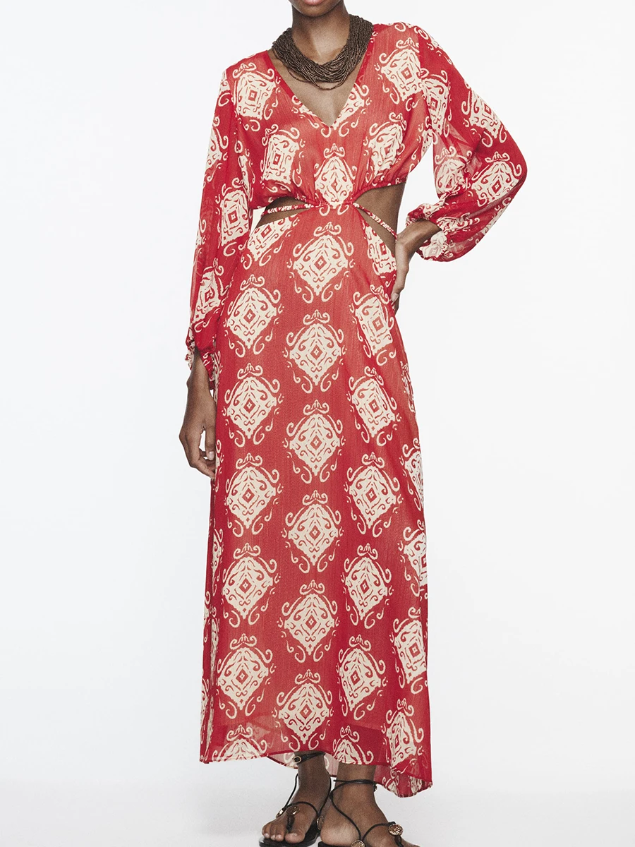 Женское винтажное платье-миди с вырезом, длинным рукавом-фонариком и открытой спиной
Женское винтажное платье-миди с вырезом, длинным рукавом-фонариком и открытой спиной