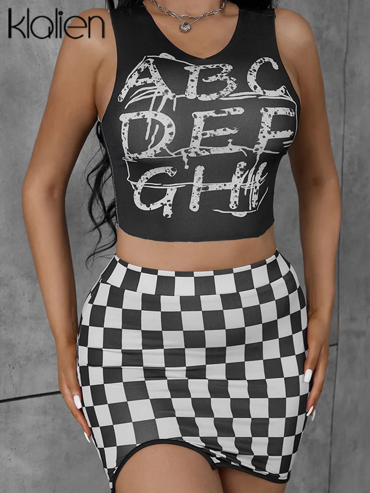 KLALIEN Fashion Print Tank Top and Mini Skirt Two Piece Set Women Summer Slim Skinny Stretch Streetwear Office Lady Suit Y2K
KLALIEN Fashion Print Tank Top and Mini Skirt Two Piece Set Women Summer Slim Skinny Stretch Streetwear Office Lady Suit Y2K