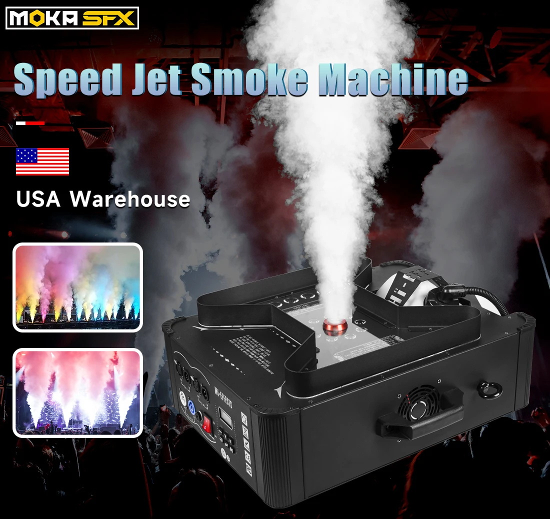 MOKA 1500W Speed Jet Smoke Machine LED Smoke Machine Instant Stop DMX Stage Co2 Jet Effect Fogger for DJ Club
MOKA 1500W Speed Jet Smoke Machine LED Smoke Machine Instant Stop DMX Stage Co2 Jet Effect Fogger for DJ Club