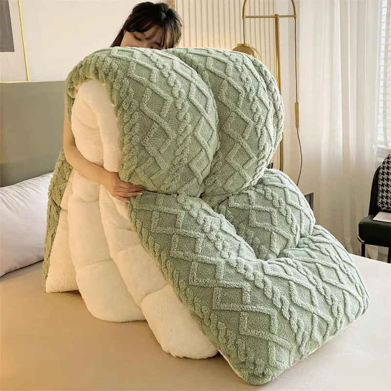 

Soft Super Thick Winter Warm Blanket Artificial Lamb Cashmere Weighted Blankets for Beds Cozy Thicker Warmth Quilt Comforter