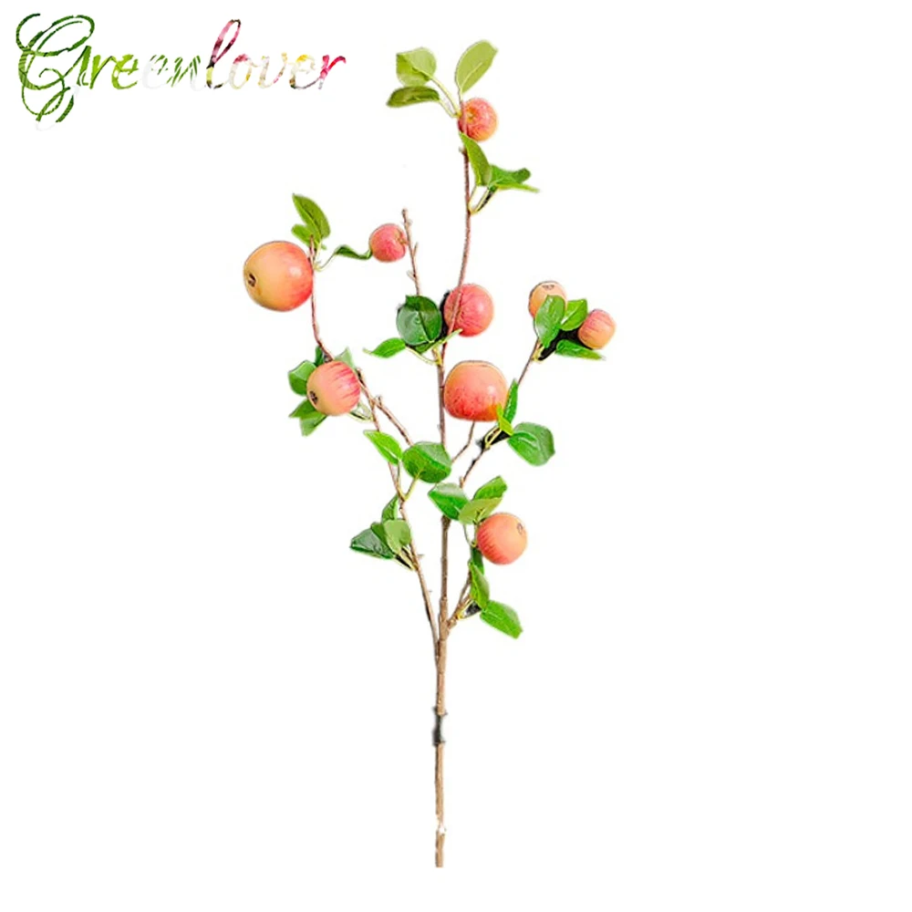 

98cm 5PCS Simulation Red Apple Branch Artificial Realistic Rattan Fake Flower Tangerine Branch Fake Fruit Branch Home Vase Decor