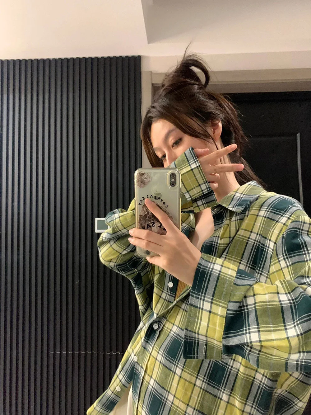 Plaid Long Sleeve Cotton Shirt Women Casual Loose Lapel Blouse Coat Spring Autumn Black/Yellow/Green Lattice Lady Streetwear
Plaid Long Sleeve Cotton Shirt Women Casual Loose Lapel Blouse Coat Spring Autumn Black/Yellow/Green Lattice Lady Streetwear
