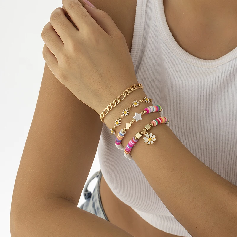 4 Pcs Flowers Bracelets Sets For Women Gold Color Chains Fashion Cute Jewelry Y2K Accessories Freeshipping
4 Pcs Flowers Bracelets Sets For Women Gold Color Chains Fashion Cute Jewelry Y2K Accessories Freeshipping