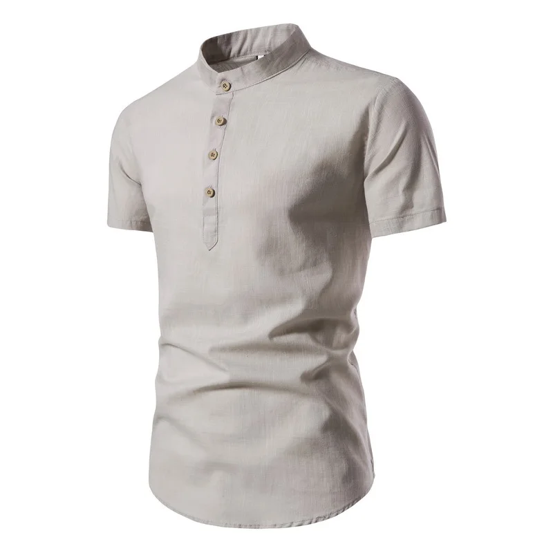 Summer Thin Original Design Men's Cotton Linen Solid Mock Neck High End Shirt Fashion Trend Casual T Shirt
Summer Thin Original Design Men's Cotton Linen Solid Mock Neck High End Shirt Fashion Trend Casual T Shirt
