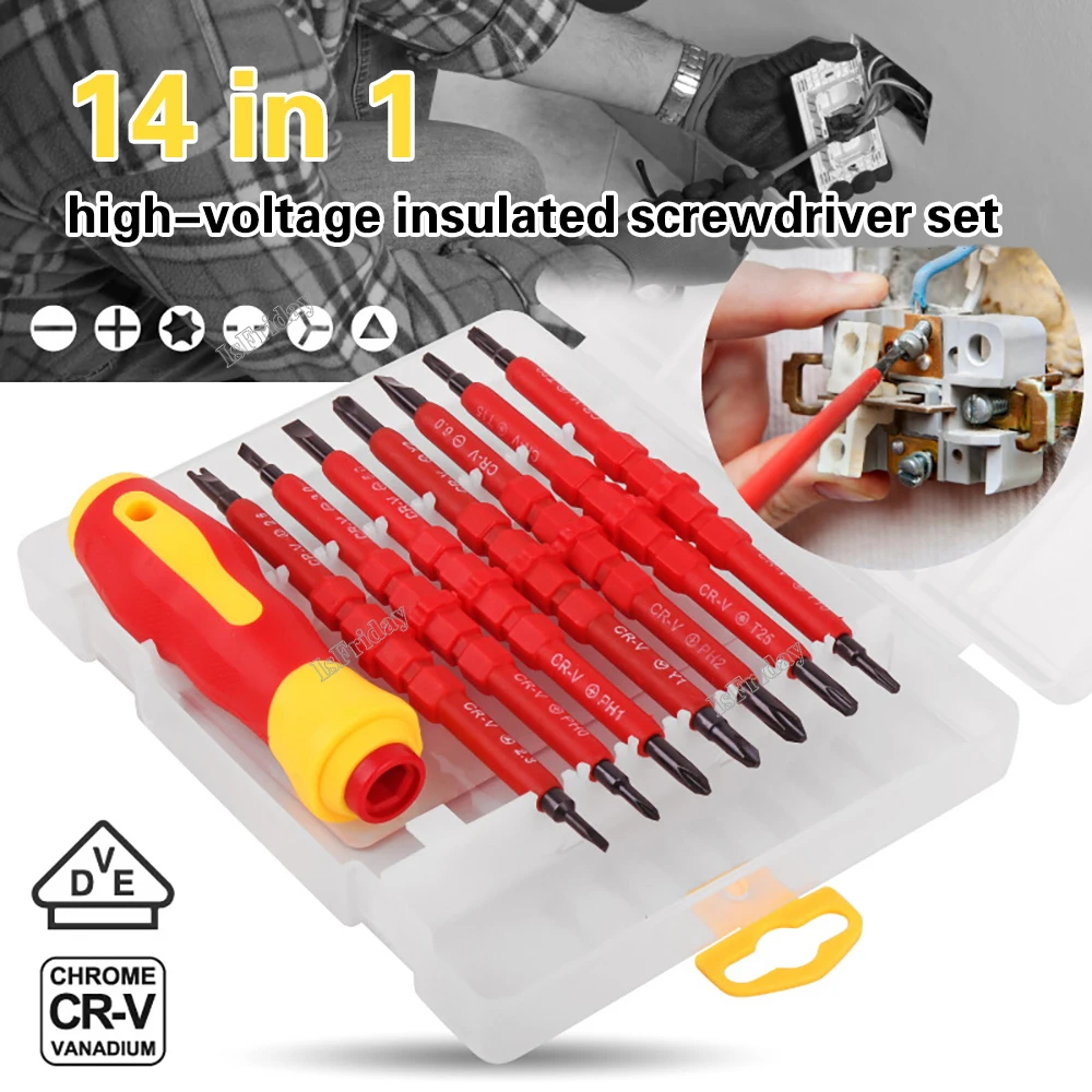13PCS/Set 1000V Changeable Insulated Screwdriver Set And Magnetic Slotted Bits Repair Tool Electrician Tools
13PCS/Set 1000V Changeable Insulated Screwdriver Set And Magnetic Slotted Bits Repair Tool Electrician Tools