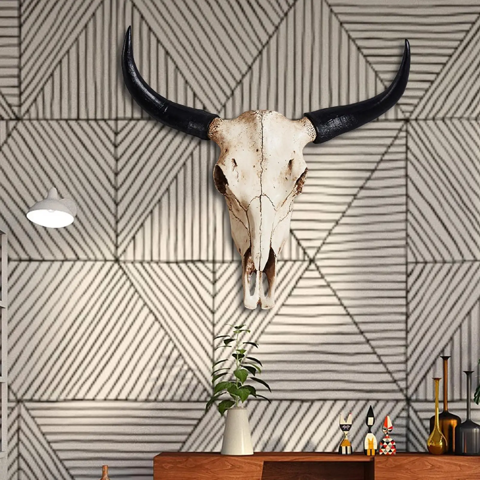 Bull Skull Sculpture Wall Hanging Art Tribal Design Long Horned Art Crafts Retro
Bull Skull Sculpture Wall Hanging Art Tribal Design Long Horned Art Crafts Retro