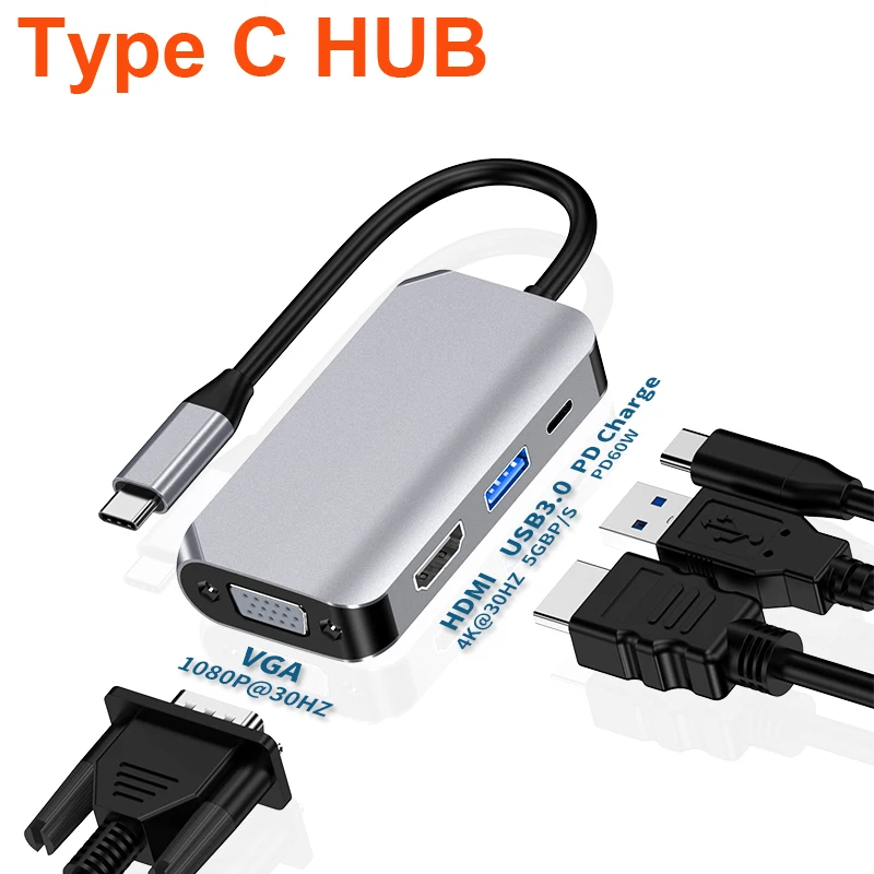 USB C to HDMI-compatible VGA Hub Adapter USB3.0 Extendsion Dock with for MacBook Pro Accessories Type C Splitter
USB C to HDMI-compatible VGA Hub Adapter USB3.0 Extendsion Dock with for MacBook Pro Accessories Type C Splitter