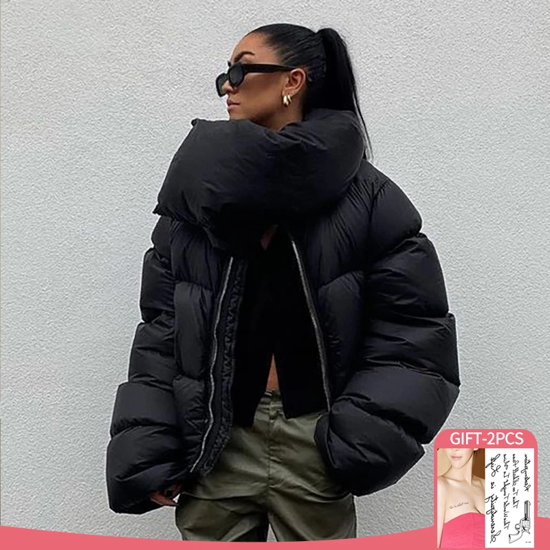 Winter Down Jacket Women Black Coat Fashionable Short High Street Style Zipper Scarf Collar Puffer Jackets Outwear Casual Parkas
Winter Down Jacket Women Black Coat Fashionable Short High Street Style Zipper Scarf Collar Puffer Jackets Outwear Casual Parkas