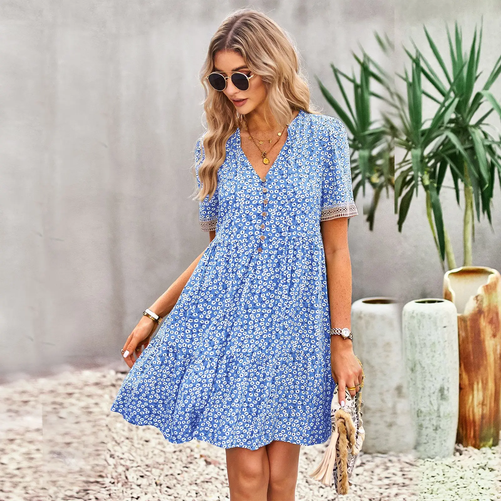 Summer Outfits for Women 2023 Hot Sale AliExpress Fashion Dress Floral Button Short Sleeve Lace Temperament Elegant V Neck Skirt
Summer Outfits for Women 2023 Hot Sale AliExpress Fashion Dress Floral Button Short Sleeve Lace Temperament Elegant V Neck Skirt