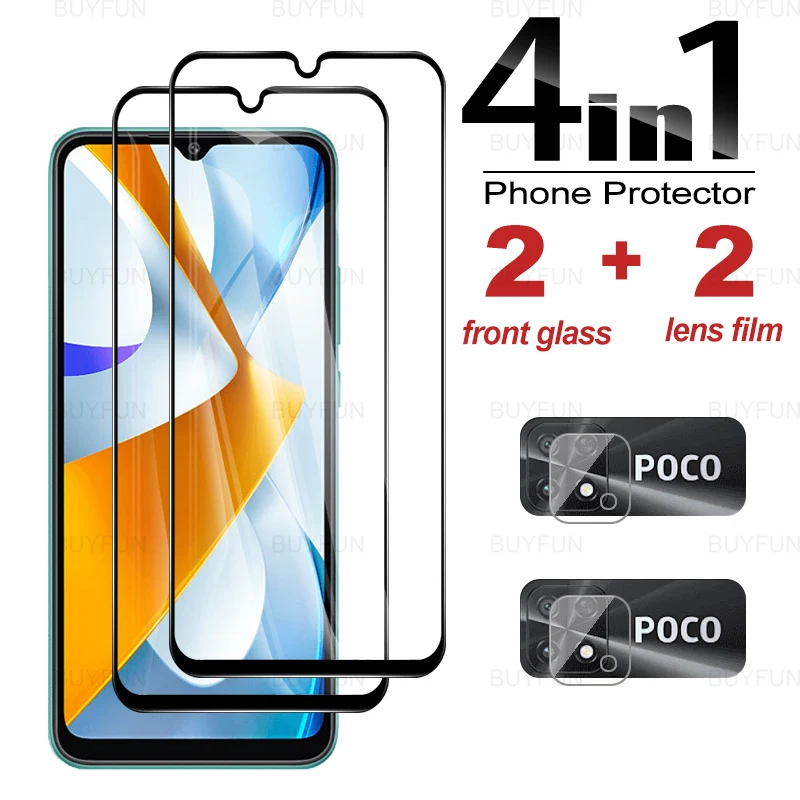 

Закаленное стекло 4 в 1 для Xiaomi Poco C40, 6,71 дюйма, полное покрытие, Защита экрана для Poco C 40 Poko Poxo C40 220333QPG, пленка для объектива