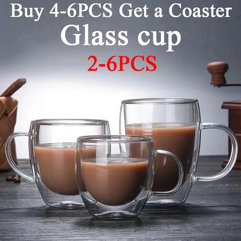 2-6pcs Double-layer Wall Transparent Cup Coffee Milk Drink Mug High Borosilicate Glass Drinkware Heat Resistant Household Office
2-6pcs Double-layer Wall Transparent Cup Coffee Milk Drink Mug High Borosilicate Glass Drinkware Heat Resistant Household Office