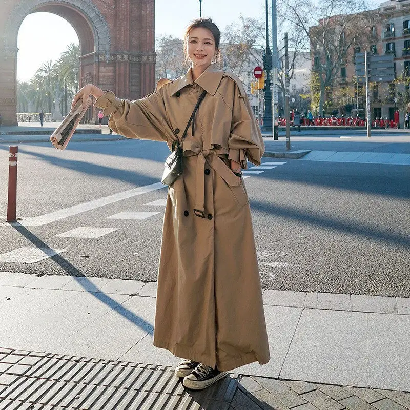 Super Long Jacket 2022 Spring Autumn Wear New Khaki /Gray Waistband Tie Windbreaker Coat Women Fashion Loose Outerwear Maxi H288
Super Long Jacket 2022 Spring Autumn Wear New Khaki /Gray Waistband Tie Windbreaker Coat Women Fashion Loose Outerwear Maxi H288