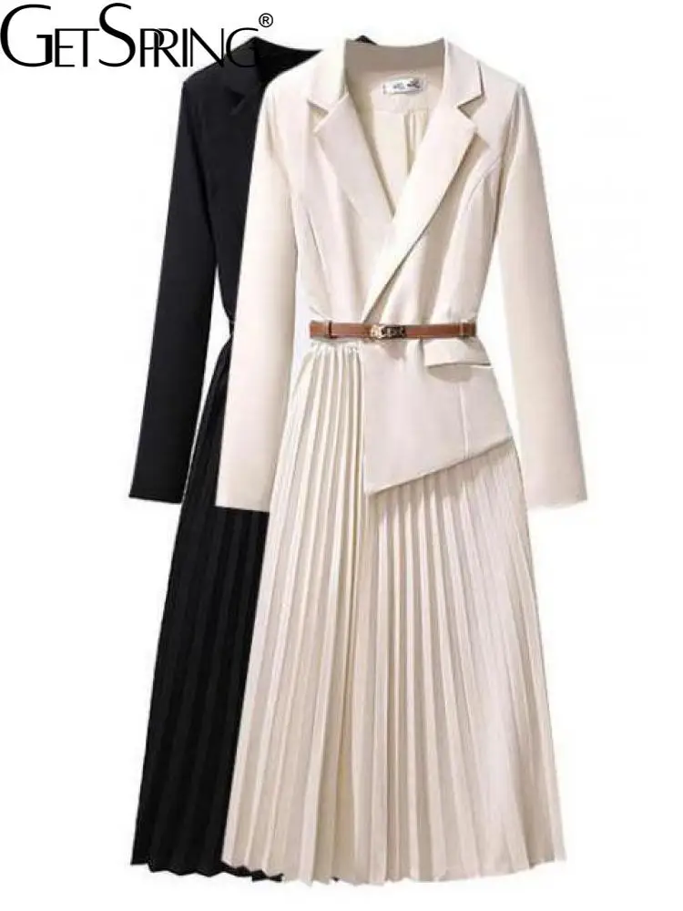 GetSpring Women Dress Notched Long Sleeve Pleated High Waist Blazer Dress Temperament Solid All Match Long Dresses Spring 2022
GetSpring Women Dress Notched Long Sleeve Pleated High Waist Blazer Dress Temperament Solid All Match Long Dresses Spring 2022