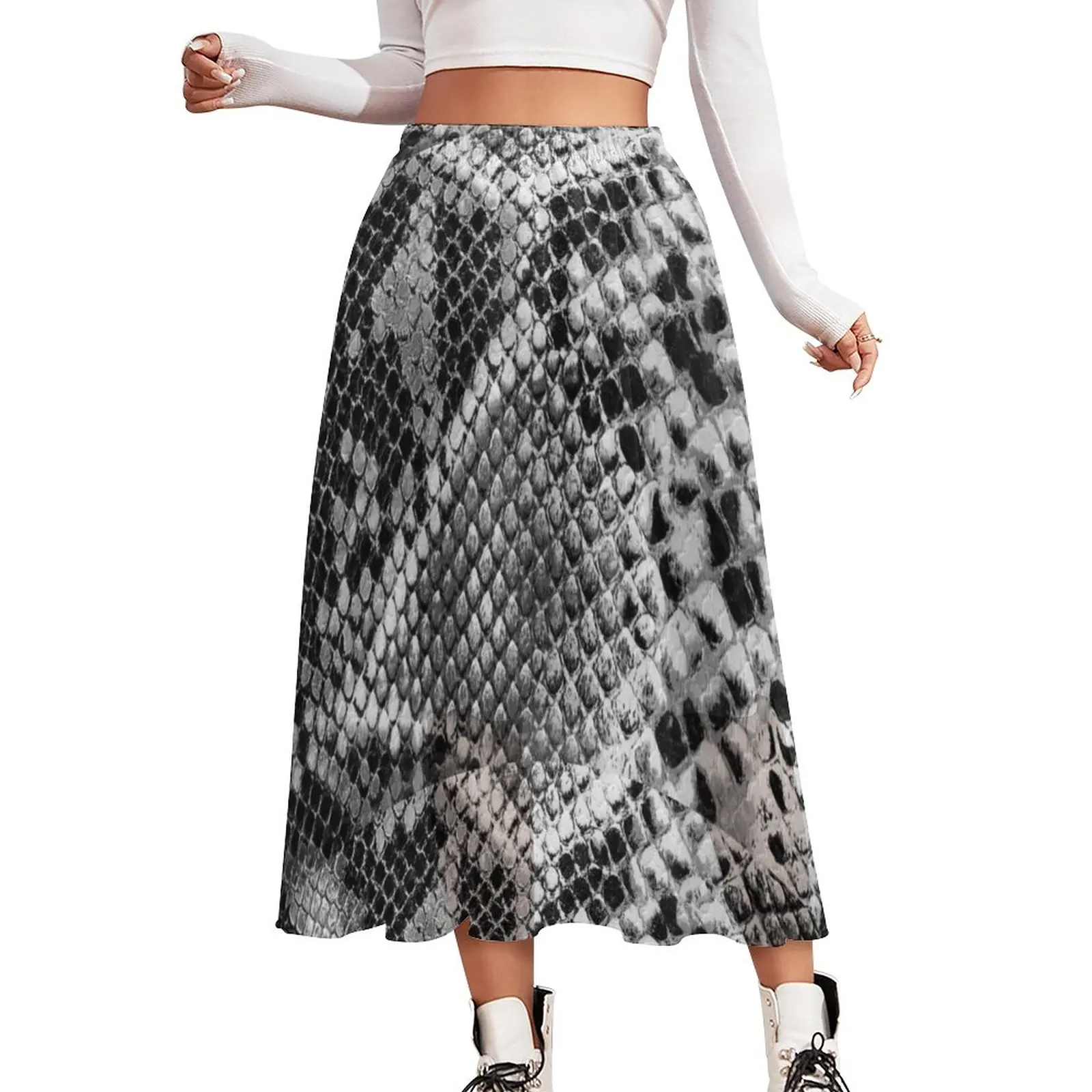 Black And Gray Snakeskin Chiffon Skirt Classic Animal Skin Print Street Fashion Long Skirts Women High Waist Print Kawaii Skirt
Black And Gray Snakeskin Chiffon Skirt Classic Animal Skin Print Street Fashion Long Skirts Women High Waist Print Kawaii Skirt