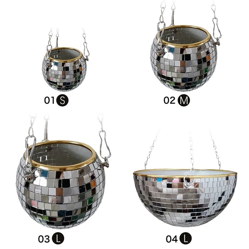 Disco Ball Planter Shape Hanging Vase Flower Planter Pots with Drainage Mirror Hanging Basket Room Garden Decoration
Disco Ball Planter Shape Hanging Vase Flower Planter Pots with Drainage Mirror Hanging Basket Room Garden Decoration