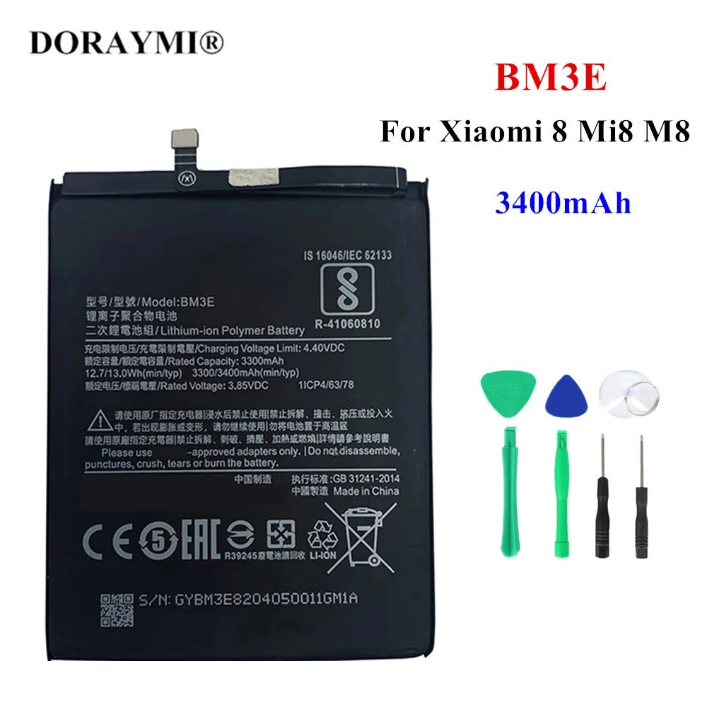 Аккумулятор DORAYMI BM3E для Xiaomi Mi 8 Mi8 M8, батарея 3700 мАч, сменный аккумулятор большой емкости для телефона
Аккумулятор DORAYMI BM3E для Xiaomi Mi 8 Mi8 M8, батарея 3700 мАч, сменный аккумулятор большой емкости для телефона