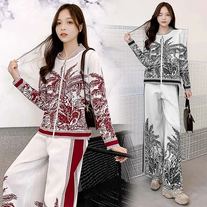 Women's Autumn and Winter New Chic Round Neck Long Sleeve Knitted Cardigan Top + Elastic Waist Wide Leg Trousers Two-piece Set
Women's Autumn and Winter New Chic Round Neck Long Sleeve Knitted Cardigan Top + Elastic Waist Wide Leg Trousers Two-piece Set