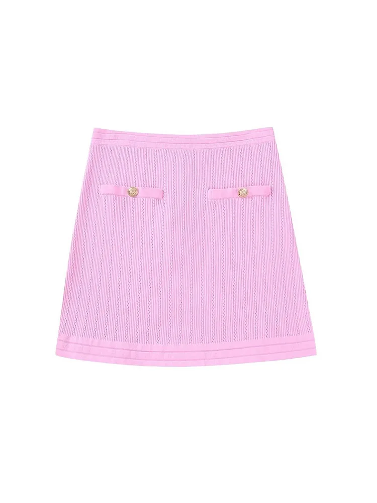 Women 2022 New Chic Fashion Knitted skirt with gold buttons Vintage High Waist Side Zipper Female Skorts Mujer
Women 2022 New Chic Fashion Knitted skirt with gold buttons Vintage High Waist Side Zipper Female Skorts Mujer
