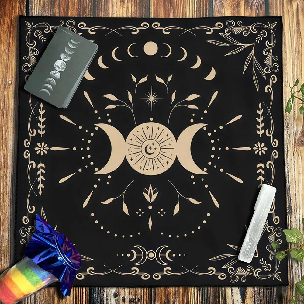 

Triple Moon Altar Cloth Moon Phase Tarot Tablecloth For Spread Tarot Reading Cloth Board Game Card Pad Witch Home Decor
