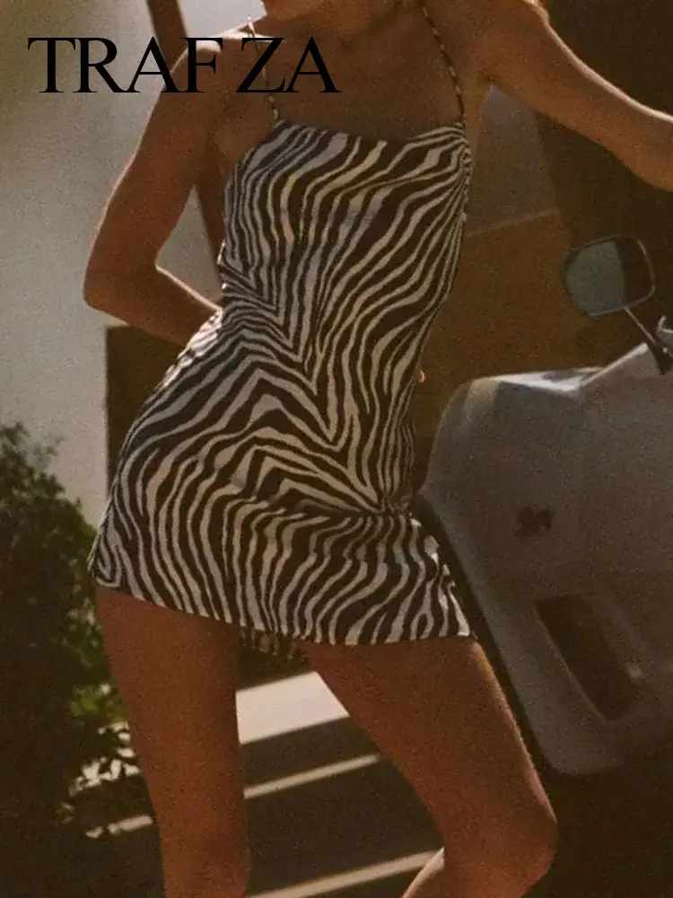 TRAF ZA One Piece Zebra Print Swing Collar Short Lady Dress Fashion Advanced New Sling Halter Backless Women's Clothing Dress
TRAF ZA One Piece Zebra Print Swing Collar Short Lady Dress Fashion Advanced New Sling Halter Backless Women's Clothing Dress