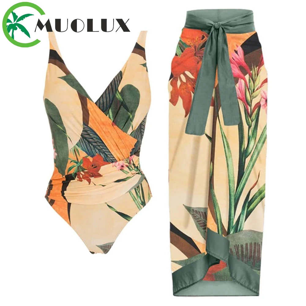 MUOLUX 2023 Sexy One Piece Swimsuit Woman Bikini Skirt Cover Up Monokini Bodysuit Deep V Print Swimwear Women Beachwear Dress
MUOLUX 2023 Sexy One Piece Swimsuit Woman Bikini Skirt Cover Up Monokini Bodysuit Deep V Print Swimwear Women Beachwear Dress
