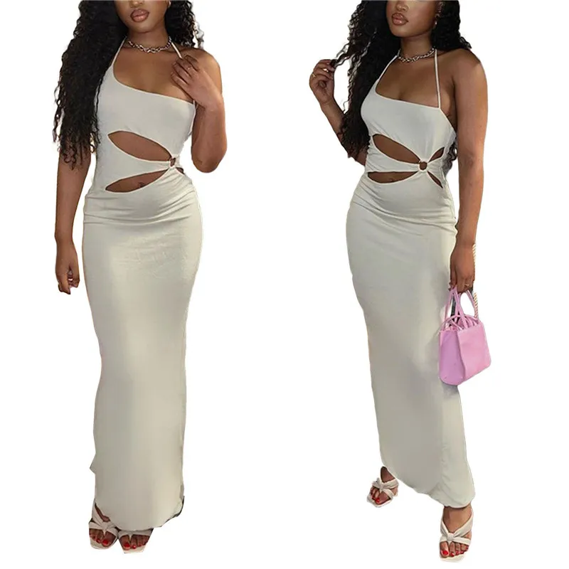 Women Elegant Long Dress Sleeveless Ring Cutout Halter Dress Summer Fashion Solid Color Backless Sexy Bodycon Party Dress Maxi
Women Elegant Long Dress Sleeveless Ring Cutout Halter Dress Summer Fashion Solid Color Backless Sexy Bodycon Party Dress Maxi