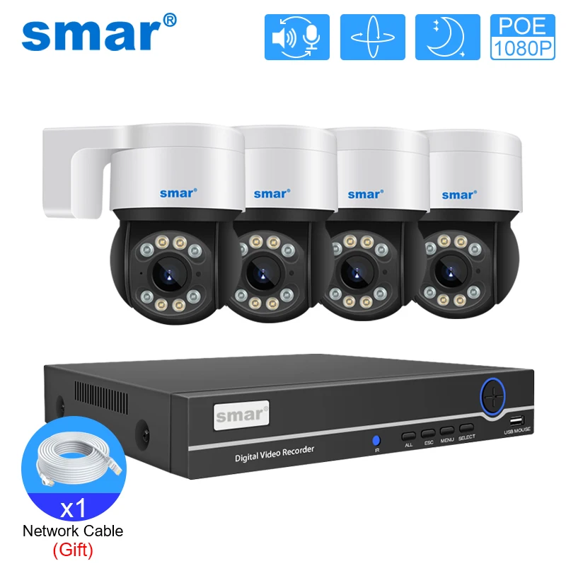 Smar 8CH POE NVR Kit CCTV Security System 1080P Outdoor PTZ POE Camera Two Way Audio Color Night Vision Video Surveilance Set
Smar 8CH POE NVR Kit CCTV Security System 1080P Outdoor PTZ POE Camera Two Way Audio Color Night Vision Video Surveilance Set