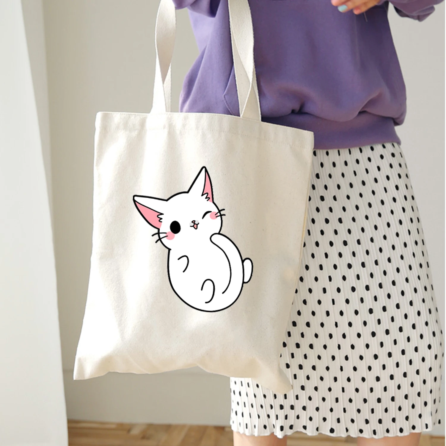 Female Canvas Beach Bag Black Cute Cartoon Cat Printed Casual Tote Women Handbag Daily Use Shoulder Shopping Bags
Female Canvas Beach Bag Black Cute Cartoon Cat Printed Casual Tote Women Handbag Daily Use Shoulder Shopping Bags