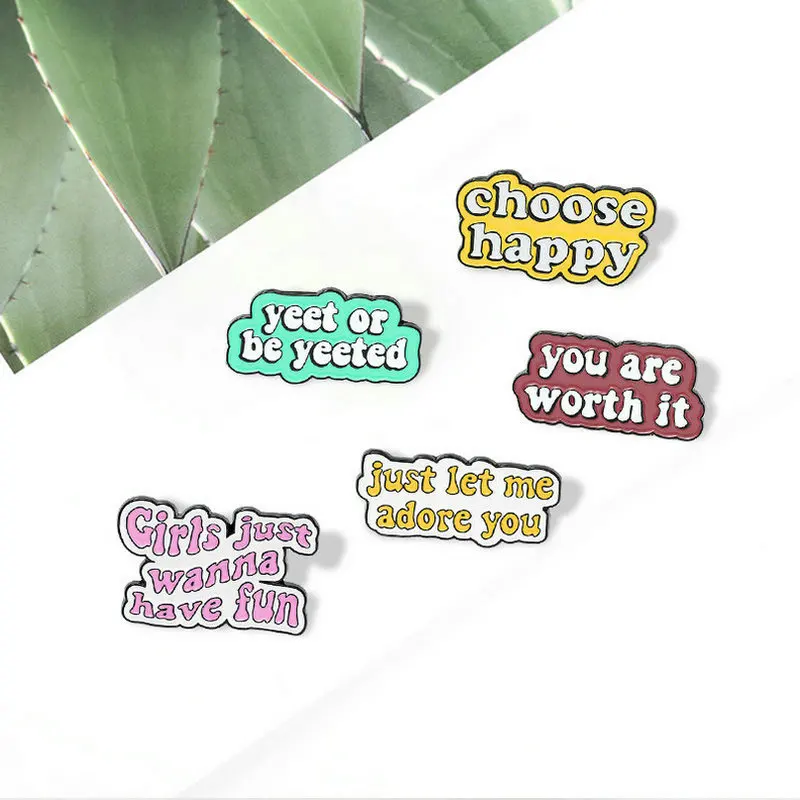 10 PCS / LOT Fun Quotes Enamel Pins Custom Choose Happy You Are Worth It Brooches Dialog Badge Denim Shirt Lapel Pin Bag
10 PCS / LOT Fun Quotes Enamel Pins Custom Choose Happy You Are Worth It Brooches Dialog Badge Denim Shirt Lapel Pin Bag