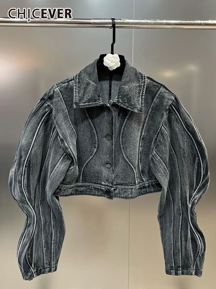 CHICEVER Irregular Sleeve Ruched Jackets For Women Lapel Single Breasted Fashion Vintage Denim Coats Female Clothing Autumn 2022
CHICEVER Irregular Sleeve Ruched Jackets For Women Lapel Single Breasted Fashion Vintage Denim Coats Female Clothing Autumn 2022