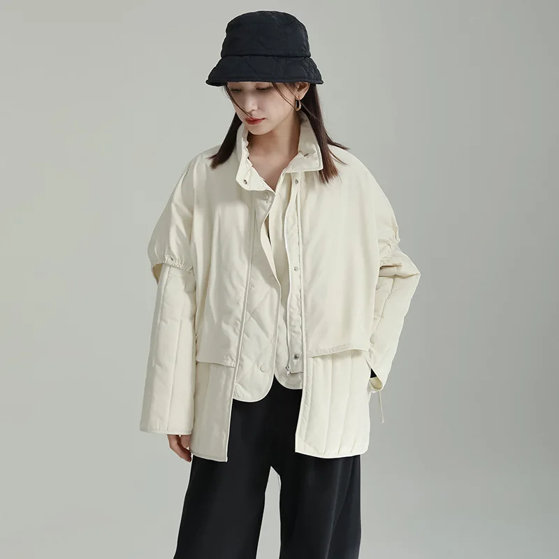 Leorlax Original Design Fake Two Pieces Drawstring Cotton Jacket Female Lazy Loose Stand-up Collar Cape Jacket Top J0055
Leorlax Original Design Fake Two Pieces Drawstring Cotton Jacket Female Lazy Loose Stand-up Collar Cape Jacket Top J0055