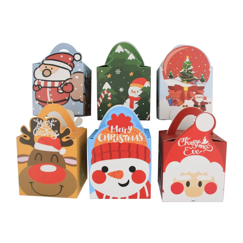 

50 шт. Рождественская тематическая коробка для конфет с рисунком Санта-Клауса, Рождества, снеговика, подарочный пакет для рождественской вечеринки, упаковка для печенья