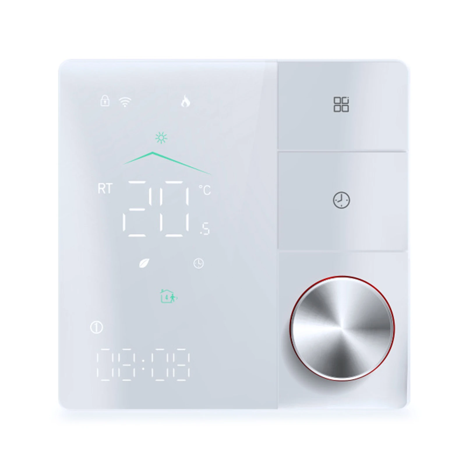 Programmable 5 + 2 periods accurate temperature control ultra thin design Smart thermostat with knob and remote control
Programmable 5 + 2 periods accurate temperature control ultra thin design Smart thermostat with knob and remote control