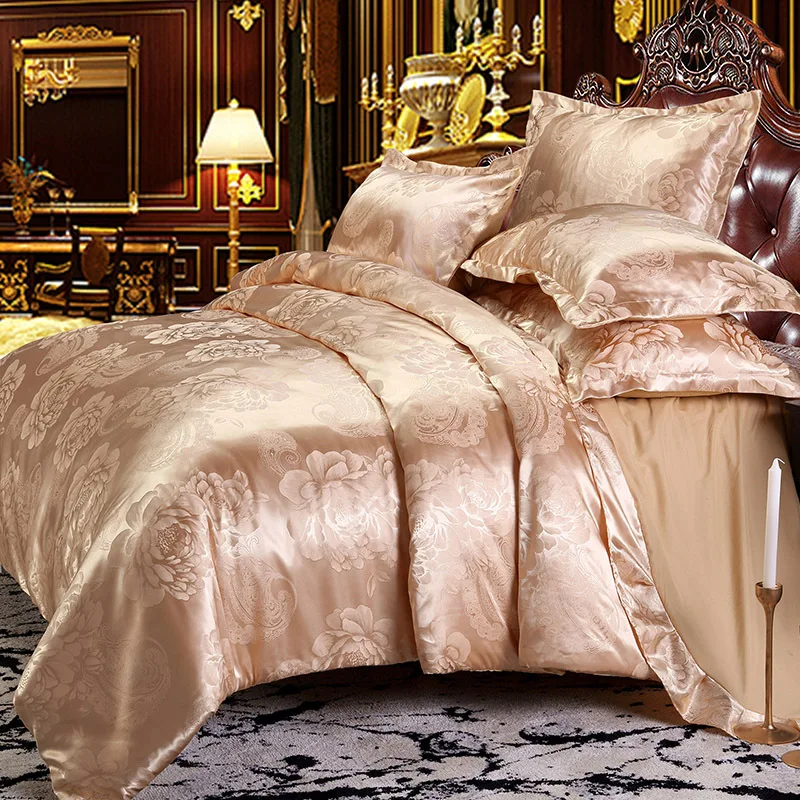 

Nordic Bedding Set Luxury 200x200 Satin Jacquard Duvet Cover Bed Sheets and Pillowcases Comforter Bed Sets Family Size 240x220