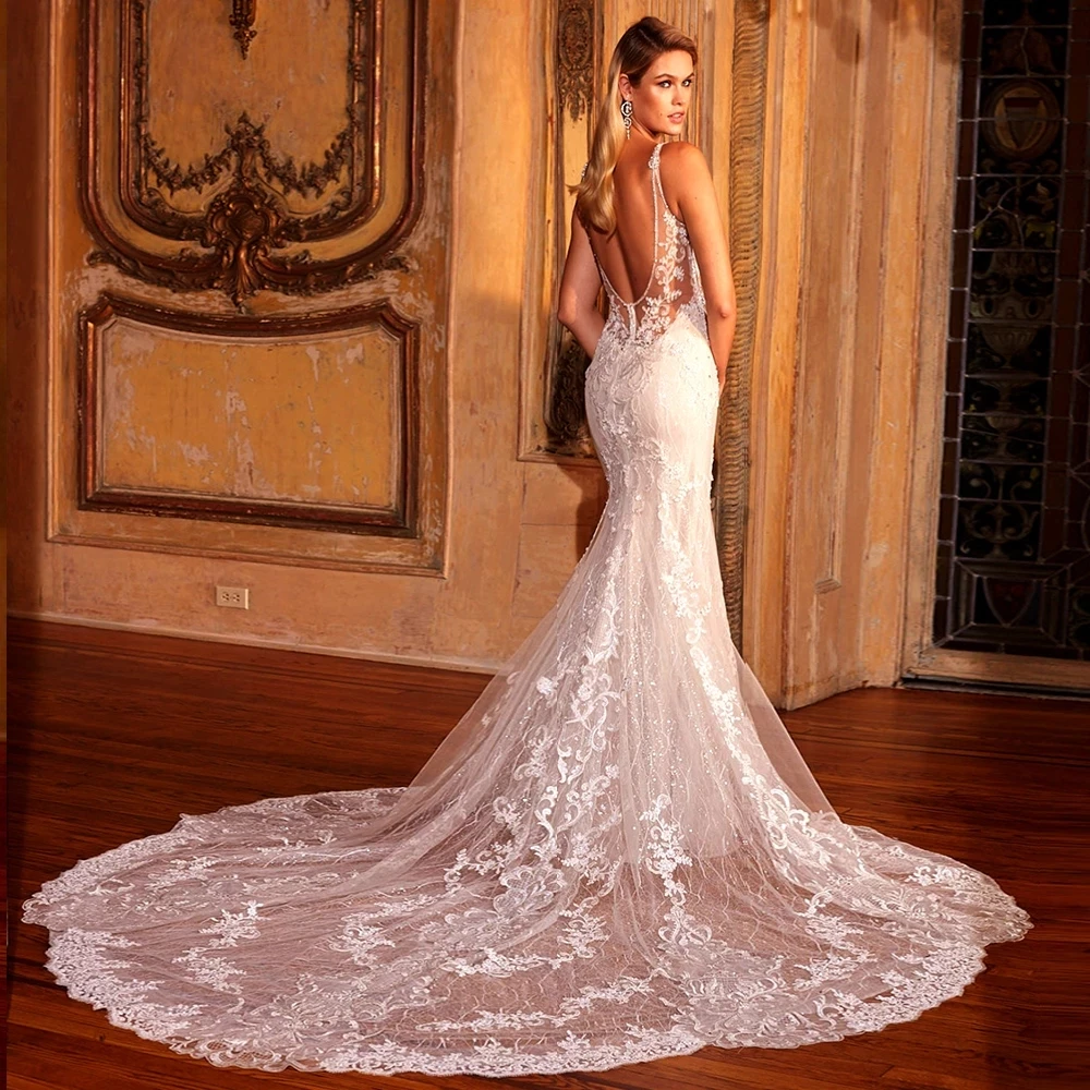 LUOJO Mermaid Wedding Dress V-neck Lace Sexy Ivory White Sleeveless Backless Vestido De Novia Bride Dresses Robe Mariee
LUOJO Mermaid Wedding Dress V-neck Lace Sexy Ivory White Sleeveless Backless Vestido De Novia Bride Dresses Robe Mariee