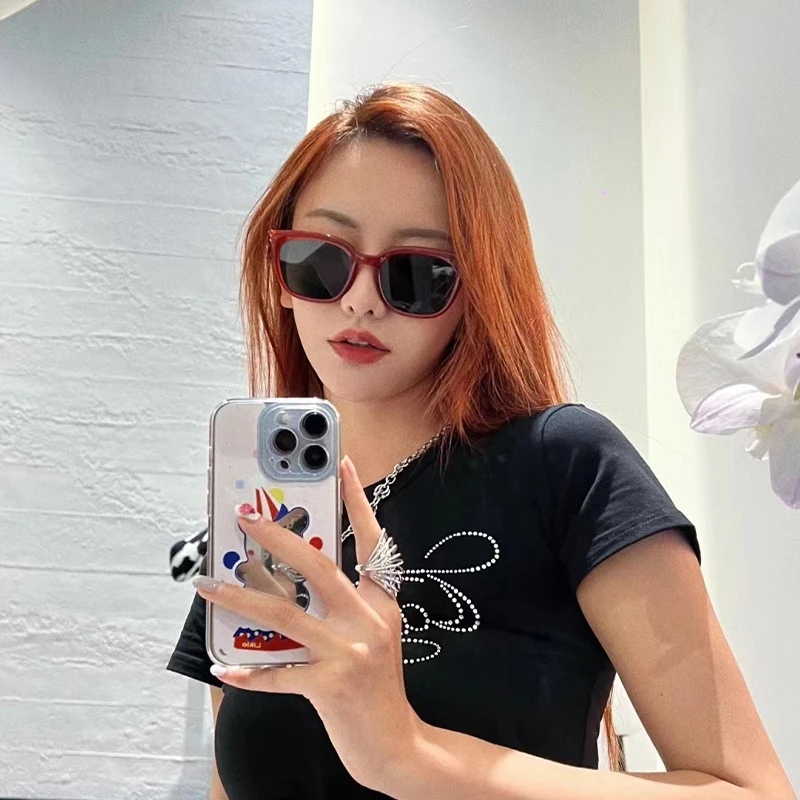 

Yuumi KUN-0004 Sunglasses For Women Mens Black Eyewear Cat eye MGlasses Spy Fashion Oversized Luxury Designer Brand Jennie Korea