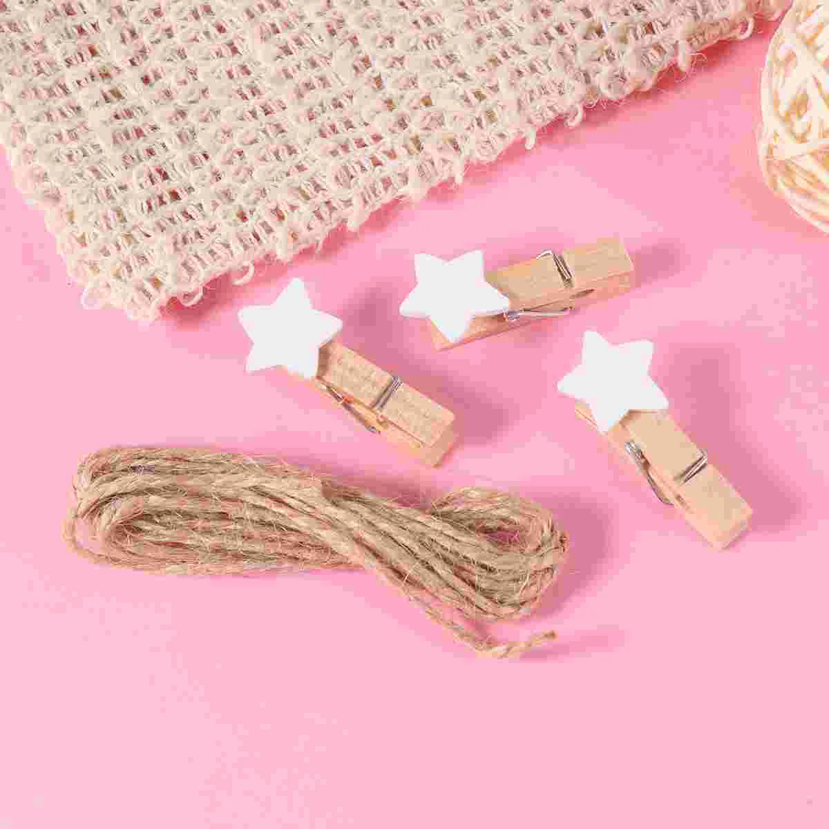 100pcs Wooden Mini Clothespins Star Shape Wall Hanging Photo Clips Picture Pegs Craft Clips with Rope White
100pcs Wooden Mini Clothespins Star Shape Wall Hanging Photo Clips Picture Pegs Craft Clips with Rope White