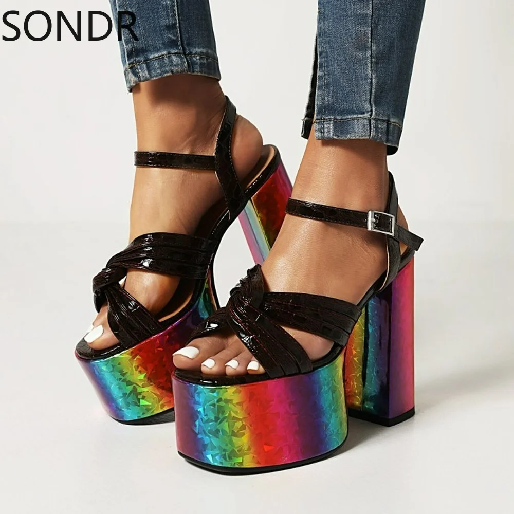 Womens Peep Toe Platform Rainbow Sequins Bling Block Super High Heel Sandals Shoes Slingbacks Plus Size New 2022 SONDR
Womens Peep Toe Platform Rainbow Sequins Bling Block Super High Heel Sandals Shoes Slingbacks Plus Size New 2022 SONDR