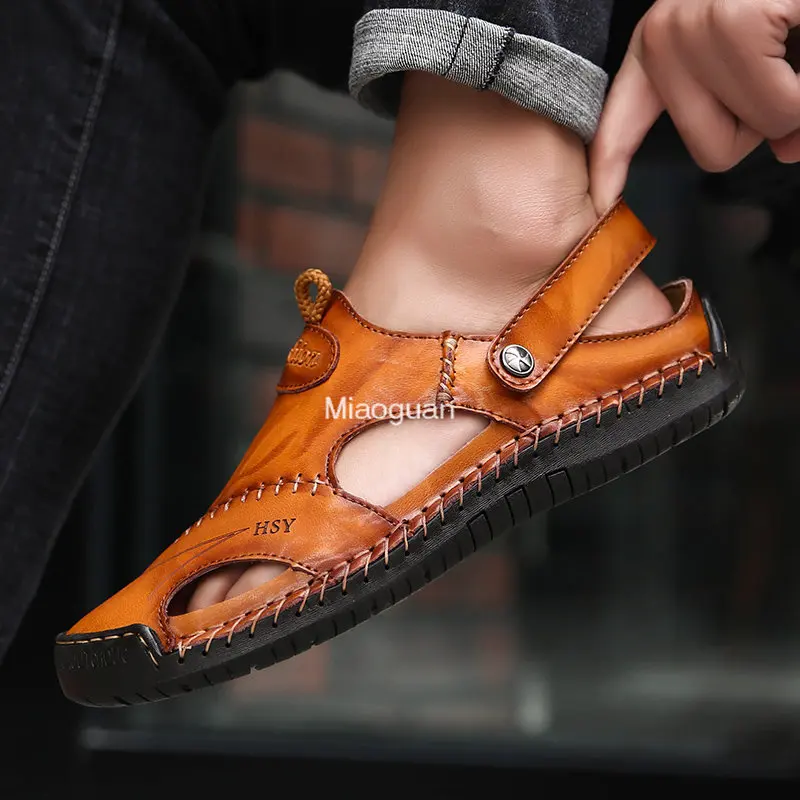 Classic Men's Sandals Summer PU Leather Beach Sandals Soft Comfortable Male Outdoor Beach Slippers Slip-ON Casual Sandals Black
Classic Men's Sandals Summer PU Leather Beach Sandals Soft Comfortable Male Outdoor Beach Slippers Slip-ON Casual Sandals Black