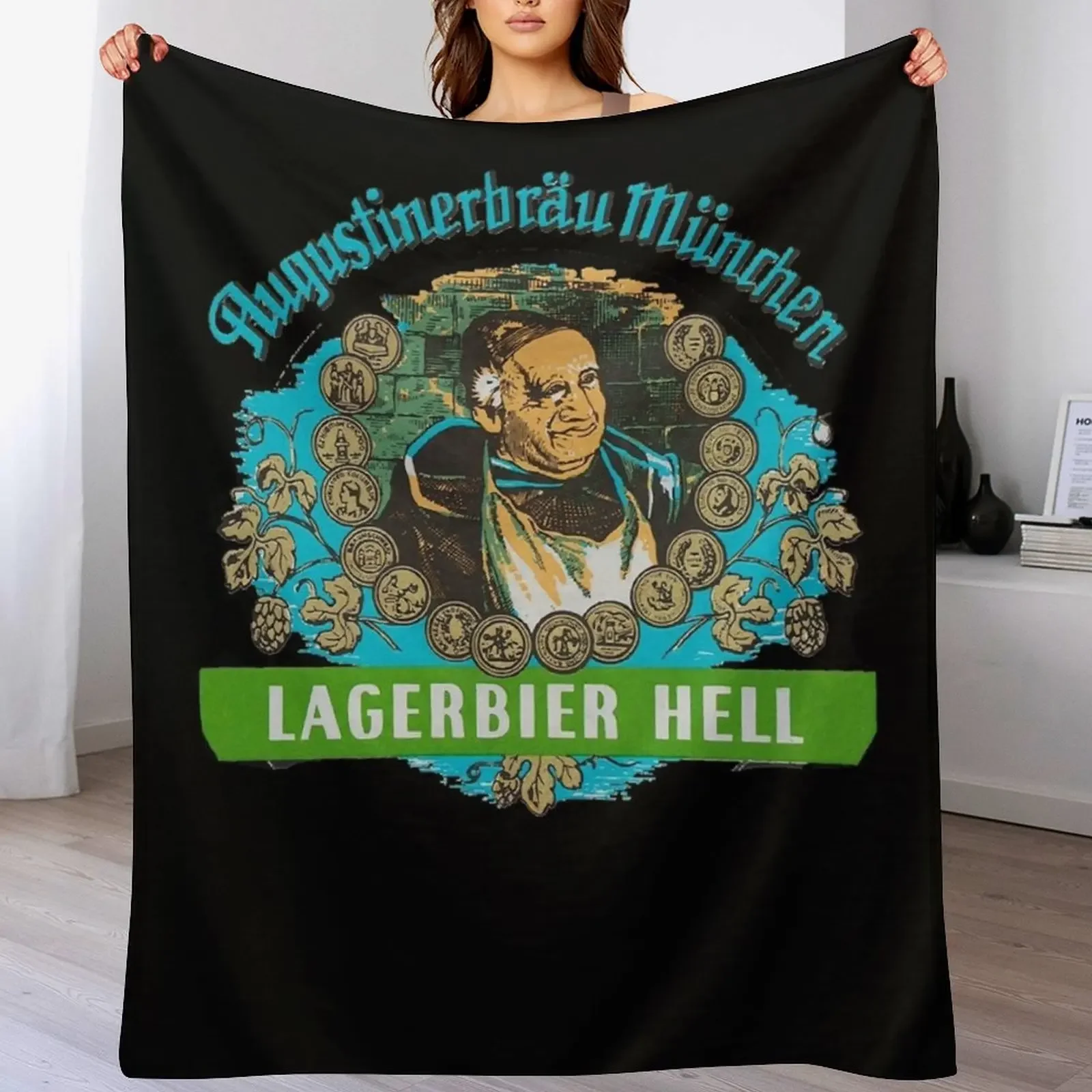 Augustiner Munich Beer...Lagerbier Hell Классическое пледы Диваны Элитный бренд Одеяла Retros