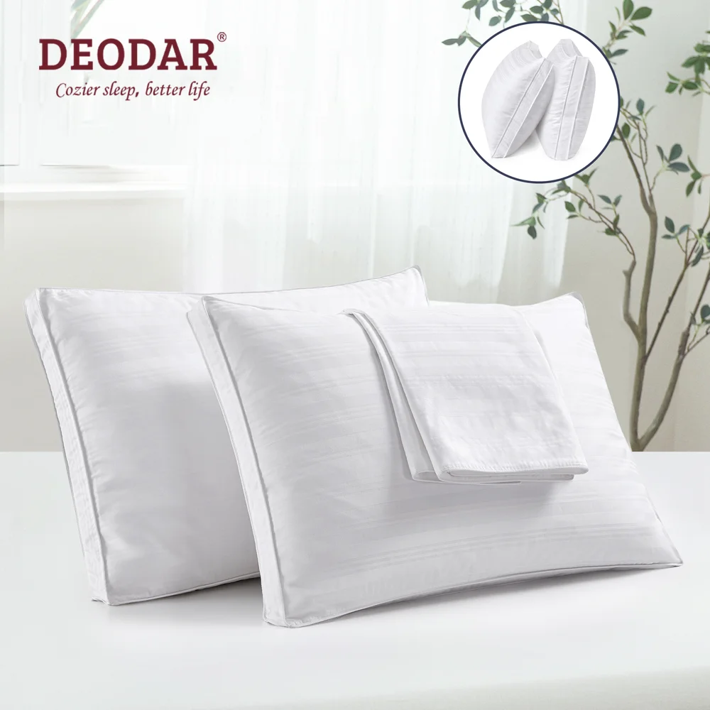 Deodar Luxury Natural Goose Feather and Down Filled Neck Pillow with Striped Pillowcase 100% Cotton Fabric White Standard/Large
Deodar Luxury Natural Goose Feather and Down Filled Neck Pillow with Striped Pillowcase 100% Cotton Fabric White Standard/Large