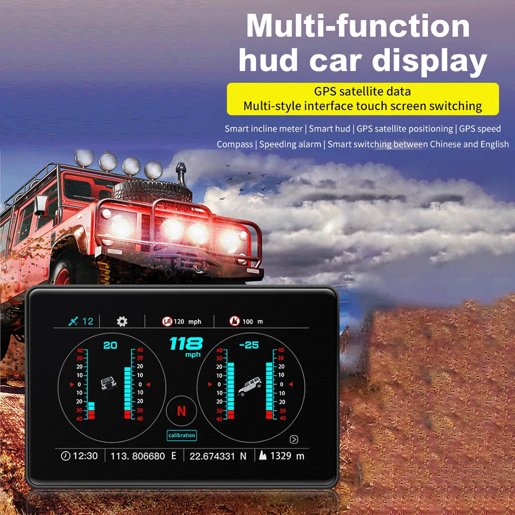 Car GPS HD Touch Screen HUD Head Up Display Speedometer Off-road Vehical Smart Incline Altitude Meter Car Electronic Accessories
Car GPS HD Touch Screen HUD Head Up Display Speedometer Off-road Vehical Smart Incline Altitude Meter Car Electronic Accessories